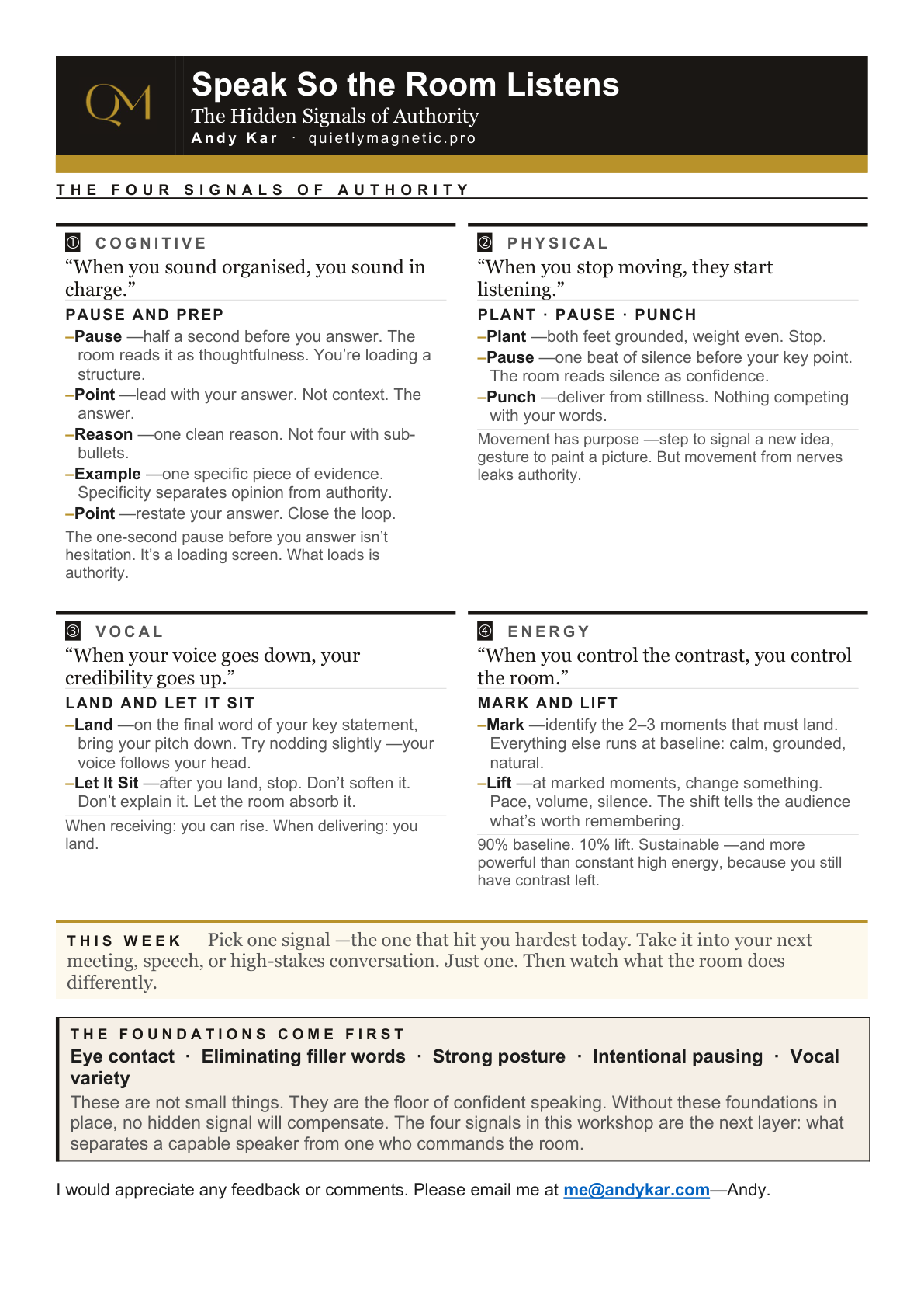 The Four Signals of Authority — one-page field guide preview
